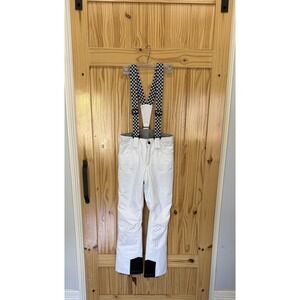 MSN Pants Womens XS White Snow Ski Bib Suspender Lined Adjustable Waist